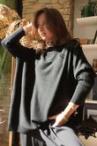 Charli Honeycomb Oversized Turtle Knit Black